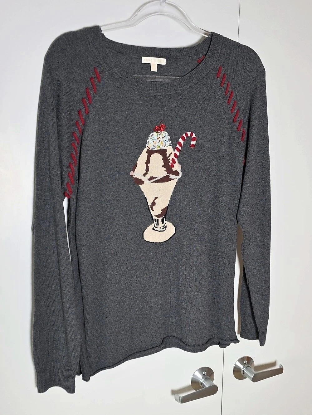 Lisa Todd Gray Crew Neck Cotton and Cashmere Sweater Size M